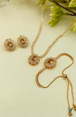 Fancy China Gold plated Zircon locket set with Up down Bracelet