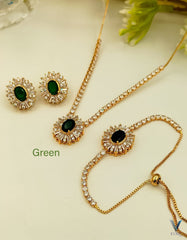 Fancy China Gold plated Zircon locket set with Up down Bracelet